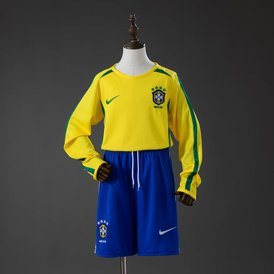 Maillot Brésil 2002 RÉTRO Manche longue pour enfant — Maillot de football