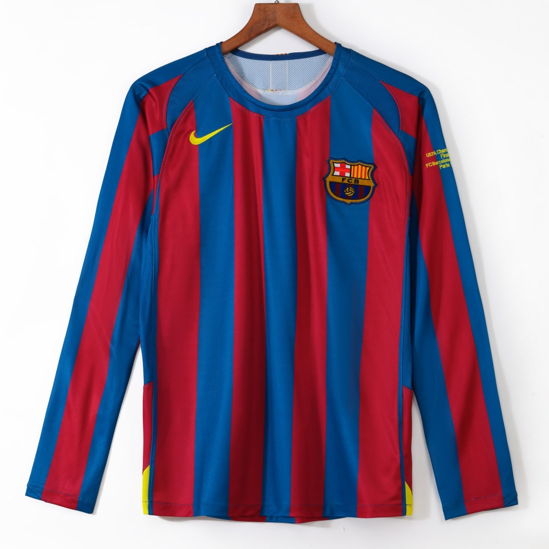 2005-2006 Maillot Barcelone Domicile Rétro  Manches Longues — Maillot de football