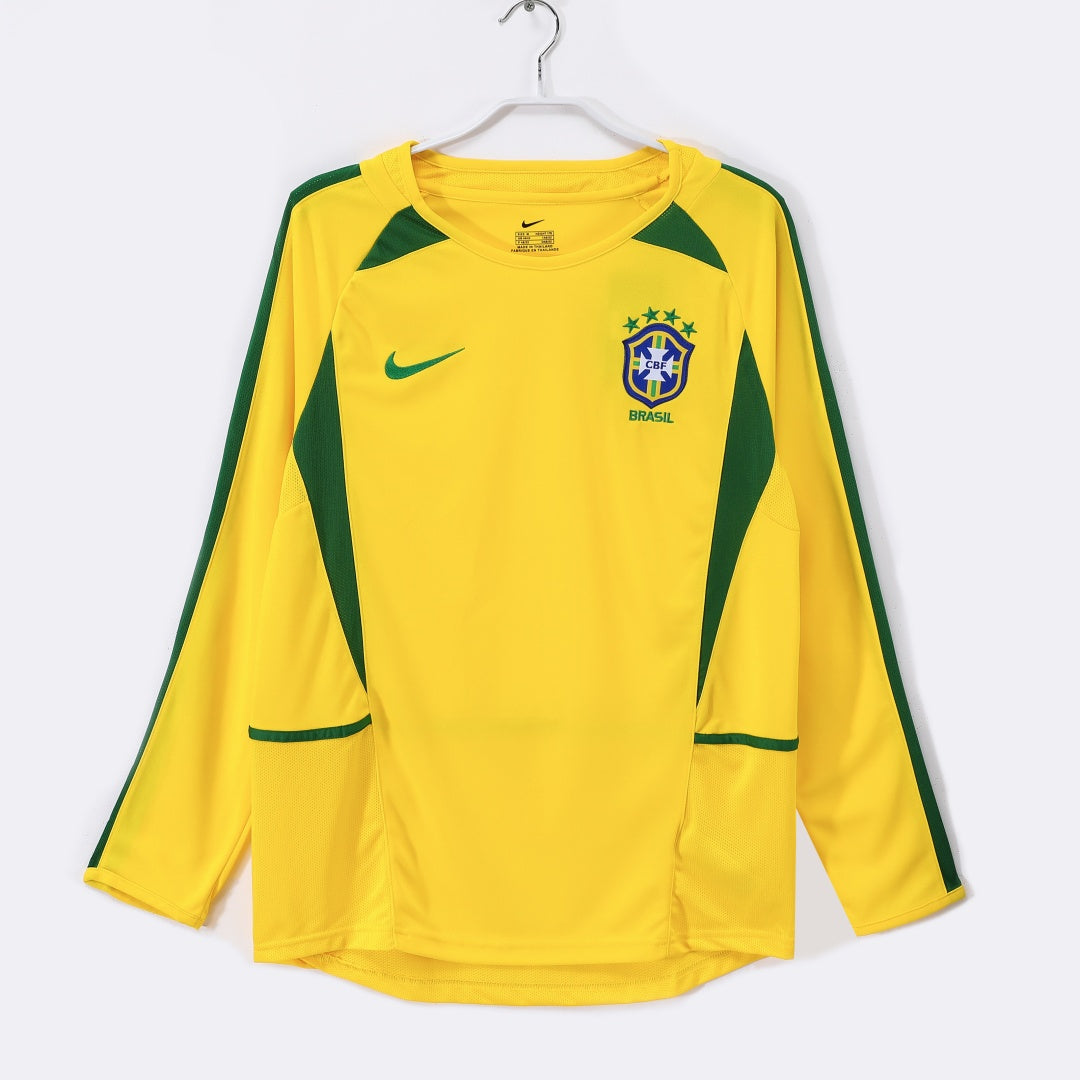 2002 Maillot  Brésil Domicile Rétro  Manches Longues — Maillot de football